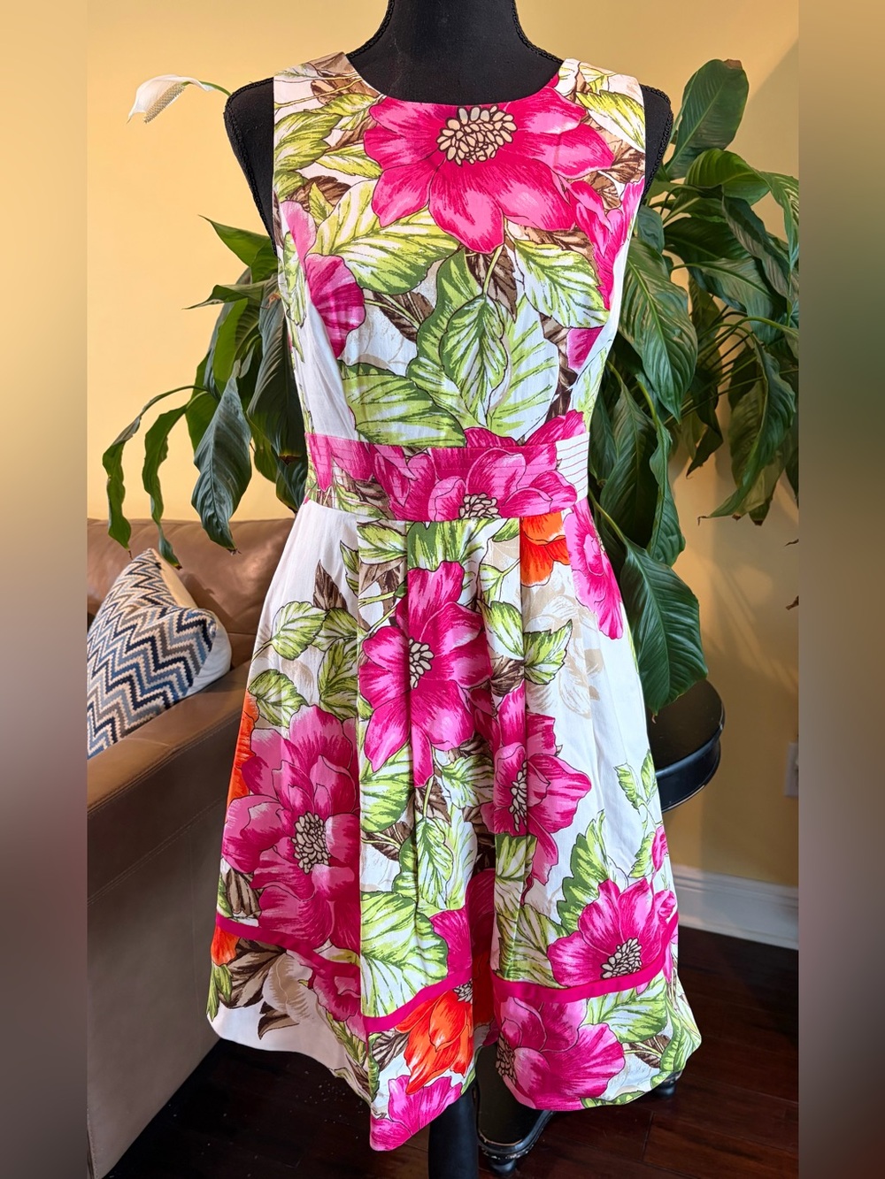 Eliza J Floral Fit & Flare Cutout Dress - size 4